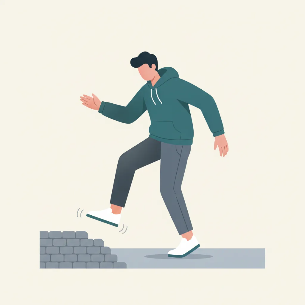 반복되는 발목 염좌로 인한 만성 발목불안정증 증상을 보이는 일상의 장면<p style=