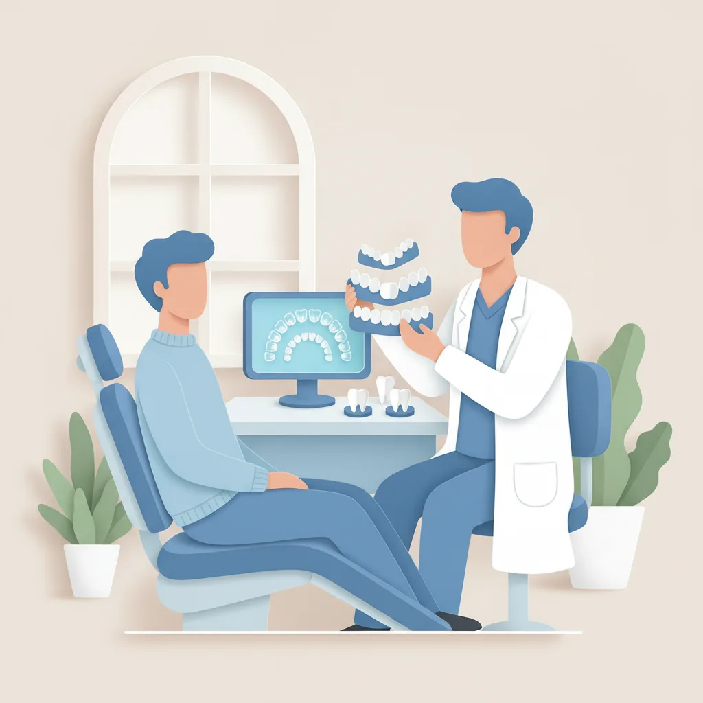 치아교정 상담 중 3D CBCT 진단을 통해 인비절라인 적용 가능성을 판단하는 모습