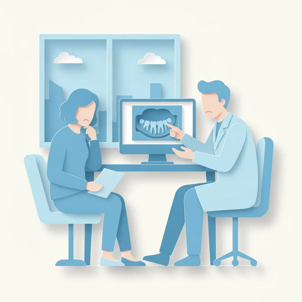 흡연과 당뇨 병력이 있는 환자가 임플란트 수술 전 3D-CT 진단을 통해 의사와 상담하고 있다.
